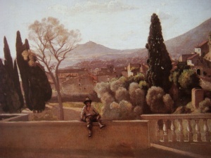 柯洛(Corot)所繪的[提沃里-艾斯特莊園]，西元1869年，這座座落在於羅馬城外的艾斯特莊園曾提供房間給李斯特使用，此後數年間他到羅馬城時，曾在此停留。